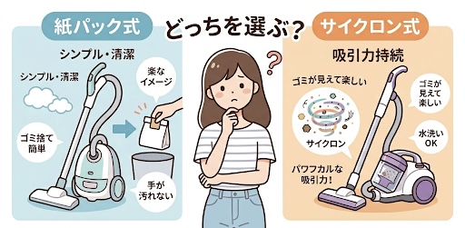 掃除機は紙パック式？サイクロン式？後悔しない選び方をわかりやすく解説