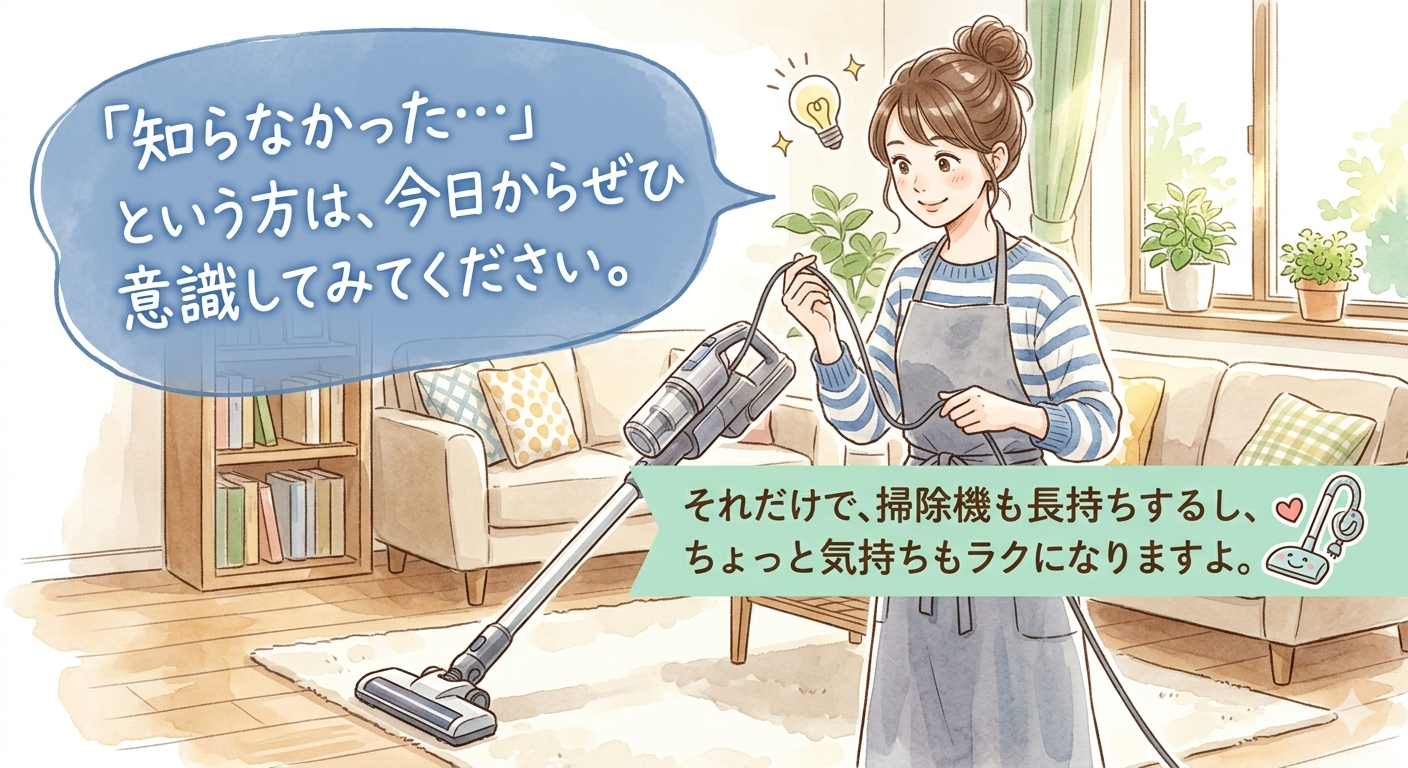 掃除機のコードの黄色と赤のテープの意味とは？知らないと故障の原因に